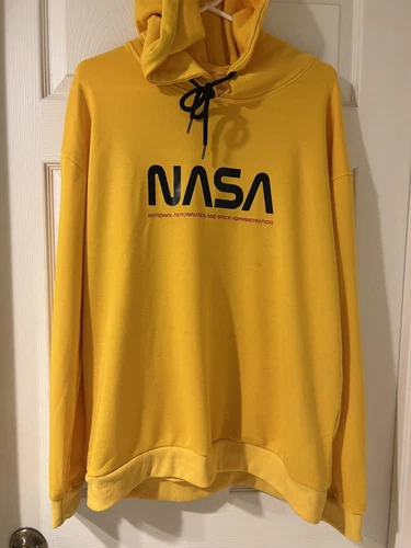 Shein Men's Nasa Yellow Graphic  Drawstring  Hoodie X  Large