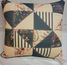 Ashland Pillow Fall At the Cottage Blue Quilt Floral Stripes Shabby Chic Country