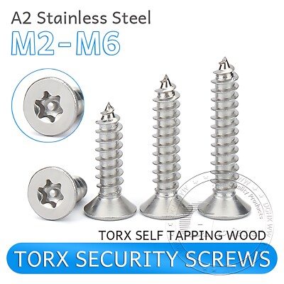 COUNTERSUNK SECURITY SCREWS TORX SELF TAPPING WOOD STAINLESS STEEL No.6,8,10,12