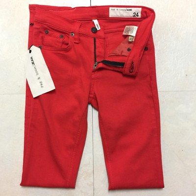 Jeans Skinny Rag & Bone Rouge Taille 24 - Neuf Avec Imperfection (Rayure), Prix Retail 195$