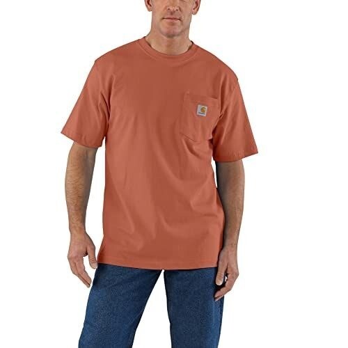 Carhartt Men's Loose Fit Heavyweight Short Sleeve Pocket T-Shirt Terracotta K87