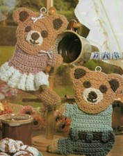 2 KITCHEN BEARS POT HOLDERS HOME DECOR CROCHET PATTERN INSTRUCTIONS