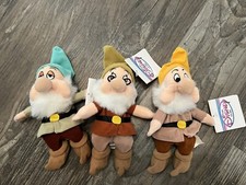 3 Of The Disney Store 7 Dwarfs Plush Mini Bean Bags Sneezy Doc Sleepy W Tags
