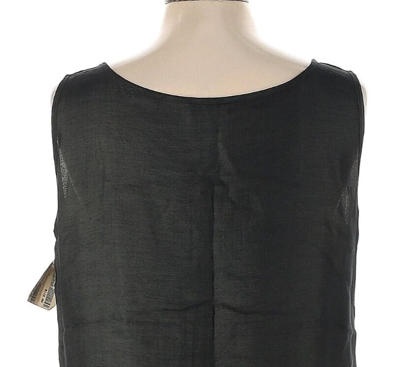 NWT Vintage Louis Feraud Contraire Black RayonCotton Seam-Design Tank Top Size L Foto 4 de 4