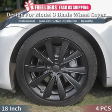 Wheel Covers Design for Model 3 (2017-2023) 4PCS 18 Inch Blade Wheel Rim Cover