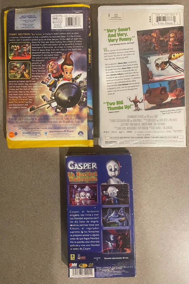 VHS BUNDLE 3 MOVIE TITLES : ANTZ , JIMMY NEUTRON, CASPER LIKE NEW - Image 2 of 2