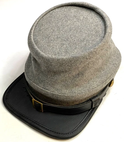 CIVIL WAR CS CONFEDERATE INFANTRY LIGHT GREY WOOL KEPI FORAGE CAP HAT-LARGE