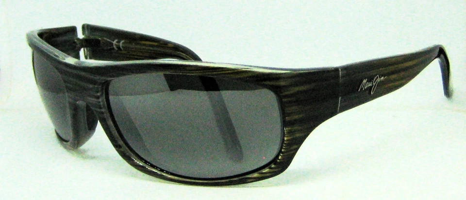 Gafas de sol y estuche Maui Jim Kaiwi Channel polarizadas envolventes grises grano madera como nuevas Foto 4 de 4