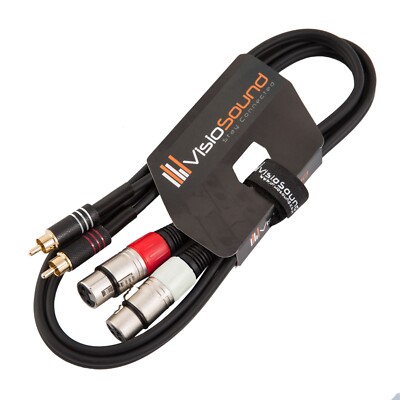 2 x Buchse XLR auf 2 x Cinch Gold Phono Stecker Doppelkabel/Audiosignal Patchkabel