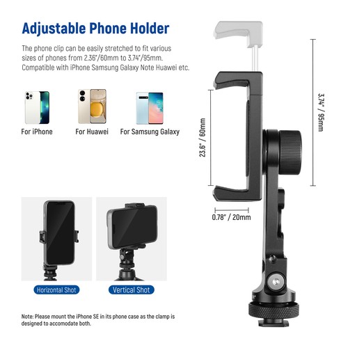 NEEWER Metal Cell Phone Tripod Mount Adapter for Smartphone Vlogging Streaming - Zdjęcie 5 z 8