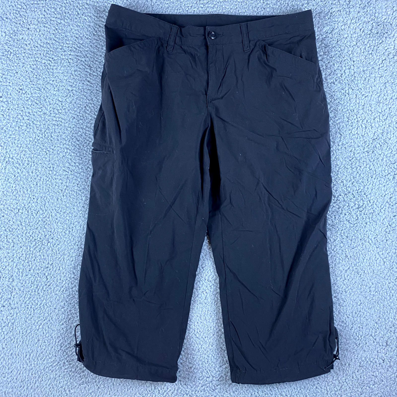 Eddie Bauer Pants Womens 10 Black Capri Zip Cargo Nylon Outdoor Hike Gorpcore
