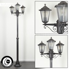 Laterne Garten Leuchte schwarz/silber Milchglas Kandelaber Wege Außen Steh Lampe