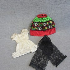 Vintage Ponytail Barbie in Mexico Outfit Ornate Skirt Lace Black Shaw 820