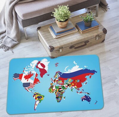 3D World Map Countries ZHUA1493 Game Non Slip Rug Mat Photo Carpet Amy