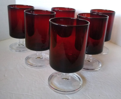 Cavalier Ruby Red Cristal D'Arques Durand Luminarc France Juice Glasses Set Of 6