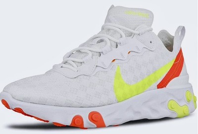 NIKE React Element 55 White Volt Flash Crimson Running Training Shoes Mens 9.5