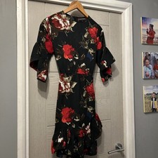 Pretty Little Things Women's Mini Dress Size 8 Black With Floral Print
