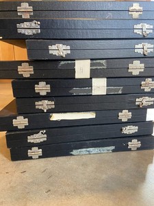 Vintage Microscope Slide Storage Box holds 100 Glass Slides Qty 8