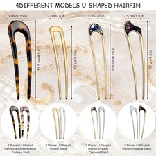 8 Pieces U Shaped Hair Pins French Pins Metal U Vintage Fork Hair Pin for Buns W