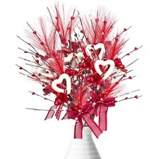 6 Pcs Valentine's Day Heart Shaped Berry Feather Picks, 19.7 Inch Artificial ...
