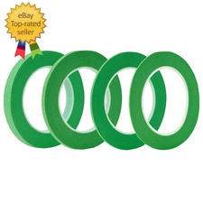 4 Rolls Fine Line Tape(Green), Fineline Masking Tape in 1/16, 1/8, 1/4 and 1/2 I