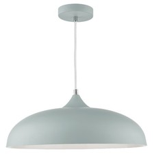 Image of Matt Soft Grey Metal Vintage Shallow Curved Dome Pendant Ceiling Light 45cm