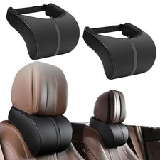 1/2PCS PU Leather Car Seat Headrest Memory Foam Pillow Head Neck Rest Cushion UK