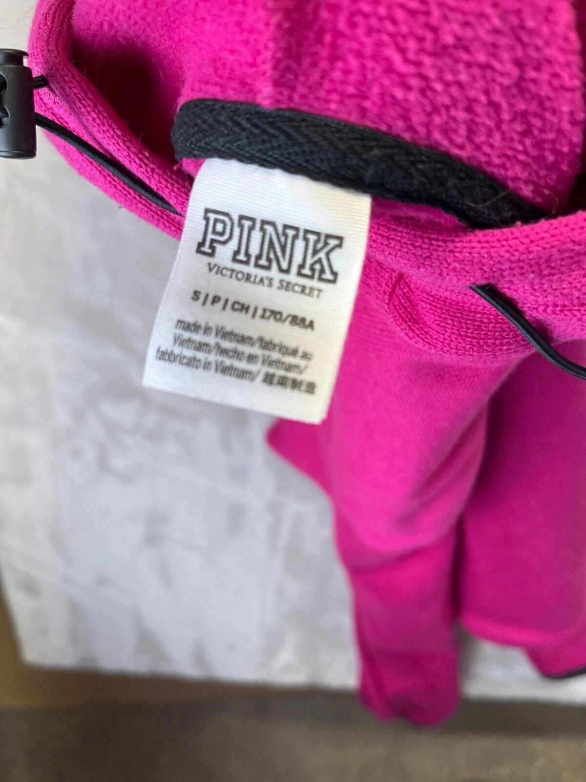 UNDERCOVER Victoria's Secret ROSA Crop Felpa con Cappuccio Donna Taglia S Rosa Maglia Manica Lunga Pullover