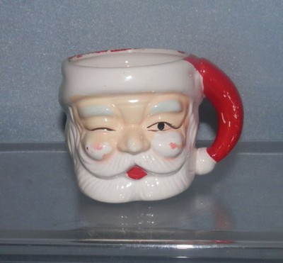 Vintage LEFT EYE Winking Santa Cluse Mug, Made in Japan Old Christmas Collectibe