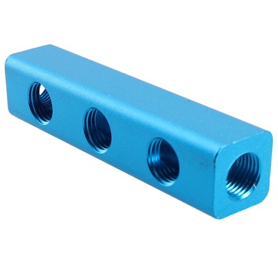 Verteilerblock Splitter 6-Port Aluminium Blau Block Fitting Pneumatisch