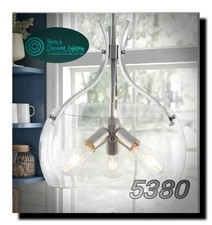 ZLNIDJIA 15.7" Industrial Glass Chandelier, 3-Light Large Farmhouse Chandelier,