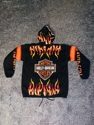 Reworked Vintage Harley Davidson Flame Hoodie/Jacket(Unisex,Never Worn Men’s image 2