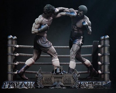 Rocky Balboa and Apollo Creed Diorama 3D Resin Scale 1:10 / UNBEMALT
