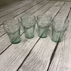 Vintage Set of (4) Contour Coca Cola 4" Georgia Green Glass Pebbled Glasses.