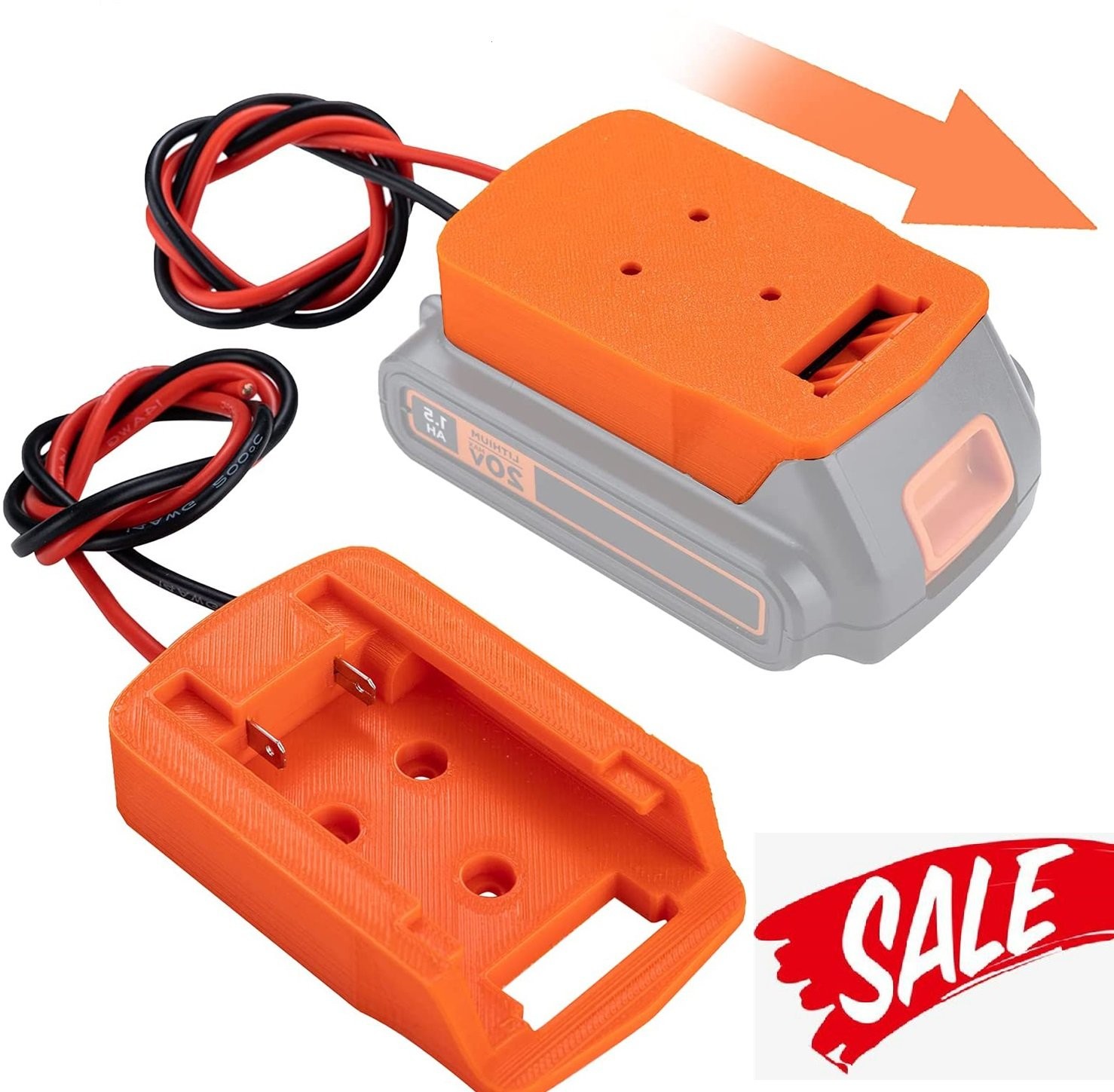 For  Black&Decker 20v Battery Adapter Holder dock w/ Wire Leads For Power NEW