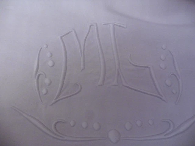 ANCIEN DRAP LIN BLANC"ML"JOURS OURLETS MAIN212X300 CM - Photo 2/4