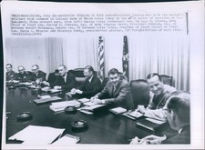 1965 Lyndon Johnson Harold Robert Mcnamara Cyrus Vance Mcgeorge Wirephoto 7X9