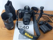 Nikon D40 DSLR Digital Camera Black 18-55mm & 55-200mm Lenses Booklet Charger.