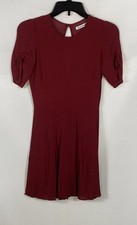 Reformation Women's Burgundy Red Viscose Short Sleeve Cutout Mini Dress Size 4
