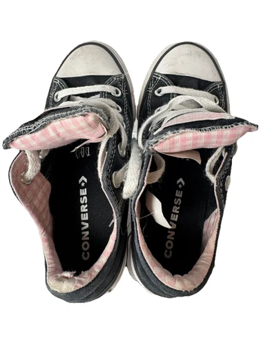 ? Sneakers basse Converse All Star Junior nere e rosa Gingham taglia 13 ottime condizioni?