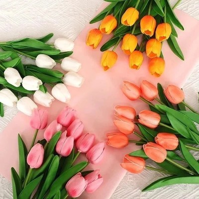 Kunstblumen Real Touch Blumenstrauß Deko Kunsttulpen Blumen