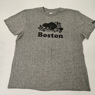 Roots Boston T Shirt Mens XL Gray Beaver Logo Graphic Short Sleeve Canada