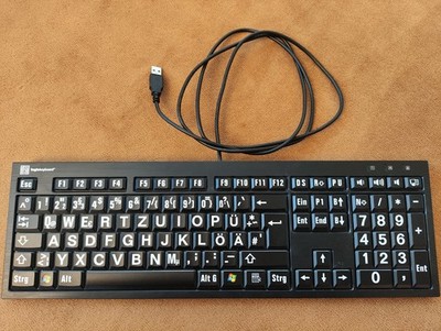 Großschrift Tastatur Marke LogicKeyboard mit 2 USB-Ports (rechts/links)