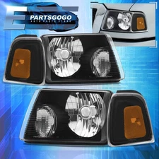 For 01-11 Ford Ranger Truck Black Head Lights Lamps + Amber Signal Turn Corner