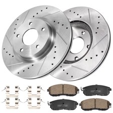 Front Disc Drilled Slotted Rotors Ceramic Brake Pads For Nissan Altima S-31464