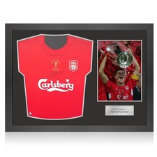 Steven Gerrard Front Signed 2005 Liverpool Football Shirt . Icon Frame