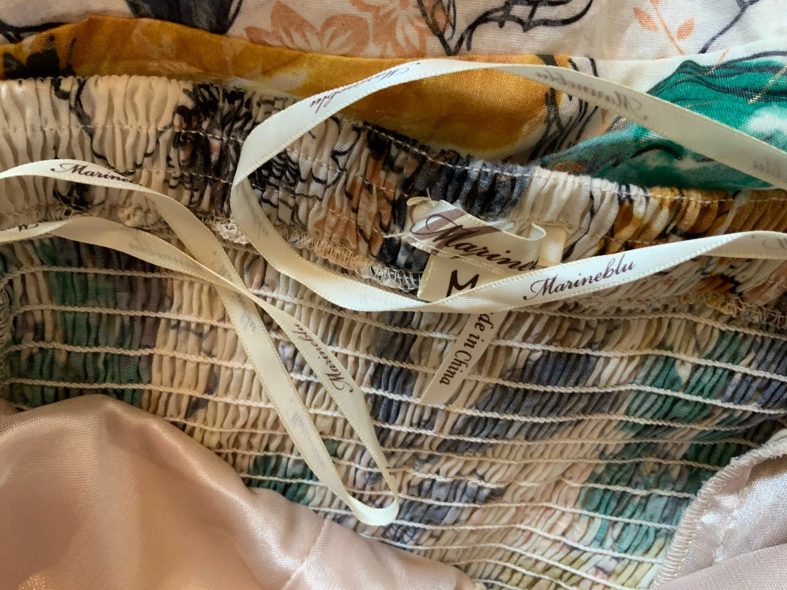 VETEMENTS Abito MARINEBLU con cintura floreale e volant TG. Medium