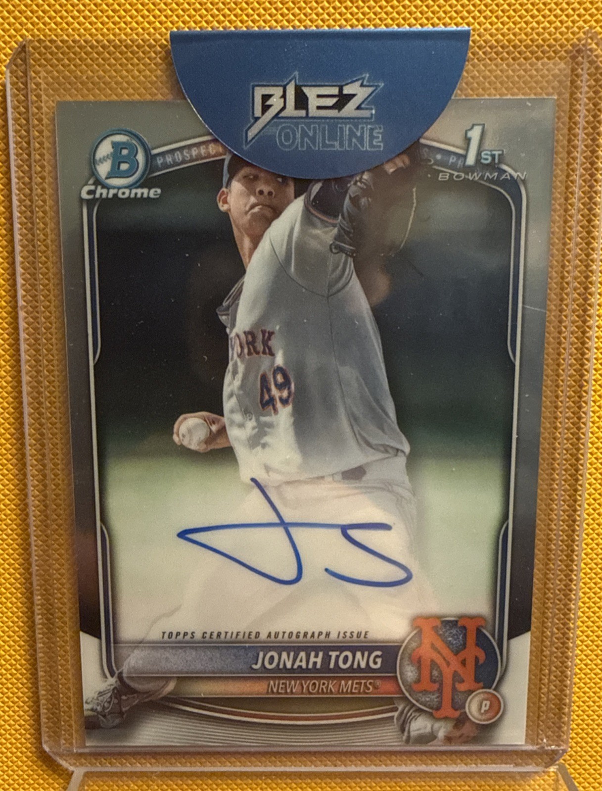 Bowman 2025 Bowman Chrome Jonah Tong Mets Chrome Prospect Auto CPA-JTO 1st RC