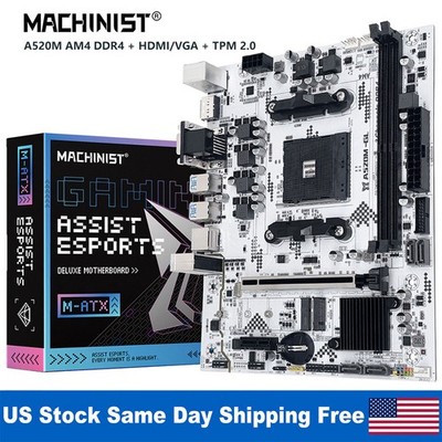 A520M AMD AM4 A520 DDR4 PCIe 3.0 x16 mATX Motherboard White support TPM 2.0 M.2