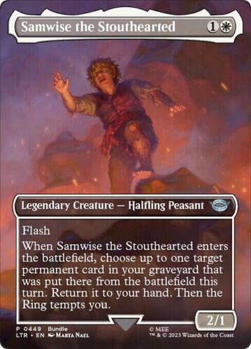 FOIL Borderless SAMWISE THE STOUTHEARTED mtg NM-M Lord of Rings Unc Scene 449 - Picture 1 of 1